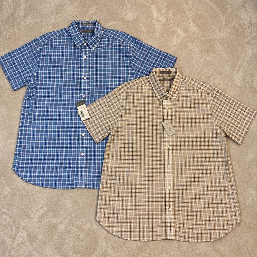 NWT Lot 2 Daniel Cremieux Signature Collection Linen Blend Plaid Shirts Mens L